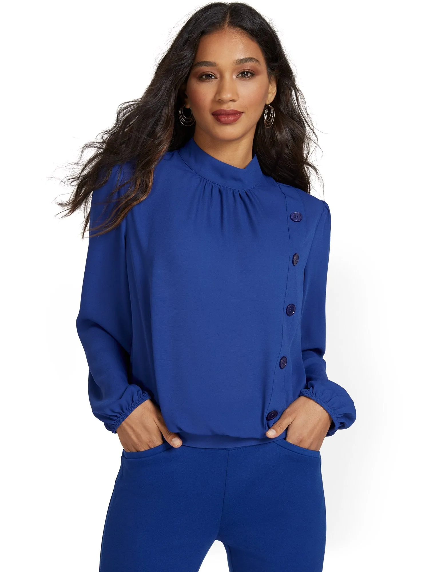 Side-Button Blouse