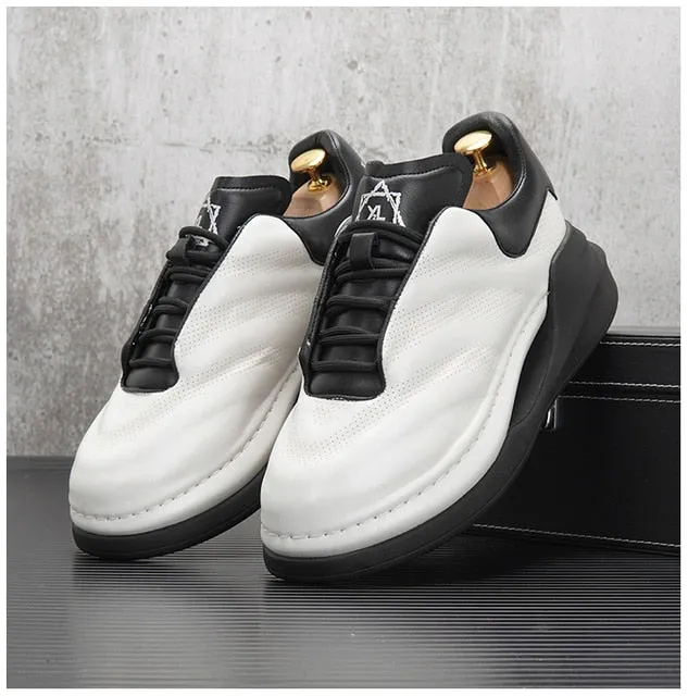 Solid Split Leather Men's Sneakers