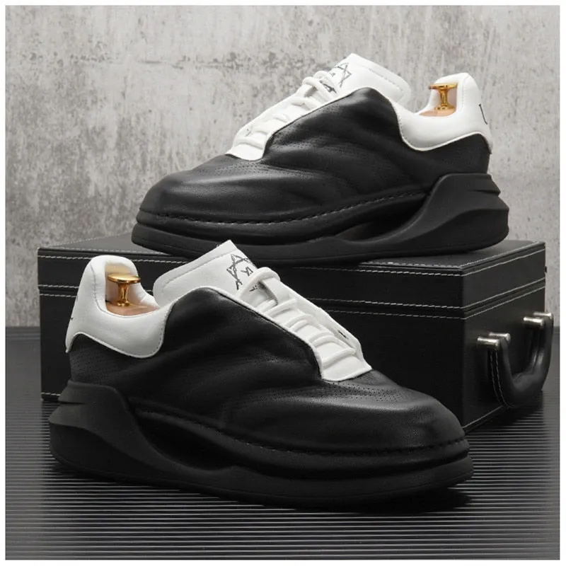 Solid Split Leather Men's Sneakers