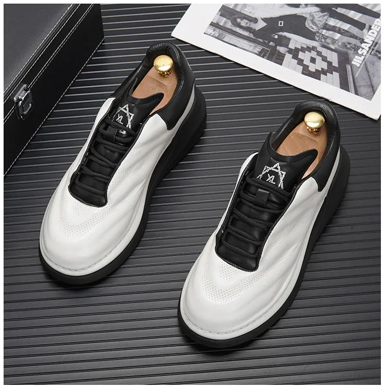 Solid Split Leather Men's Sneakers