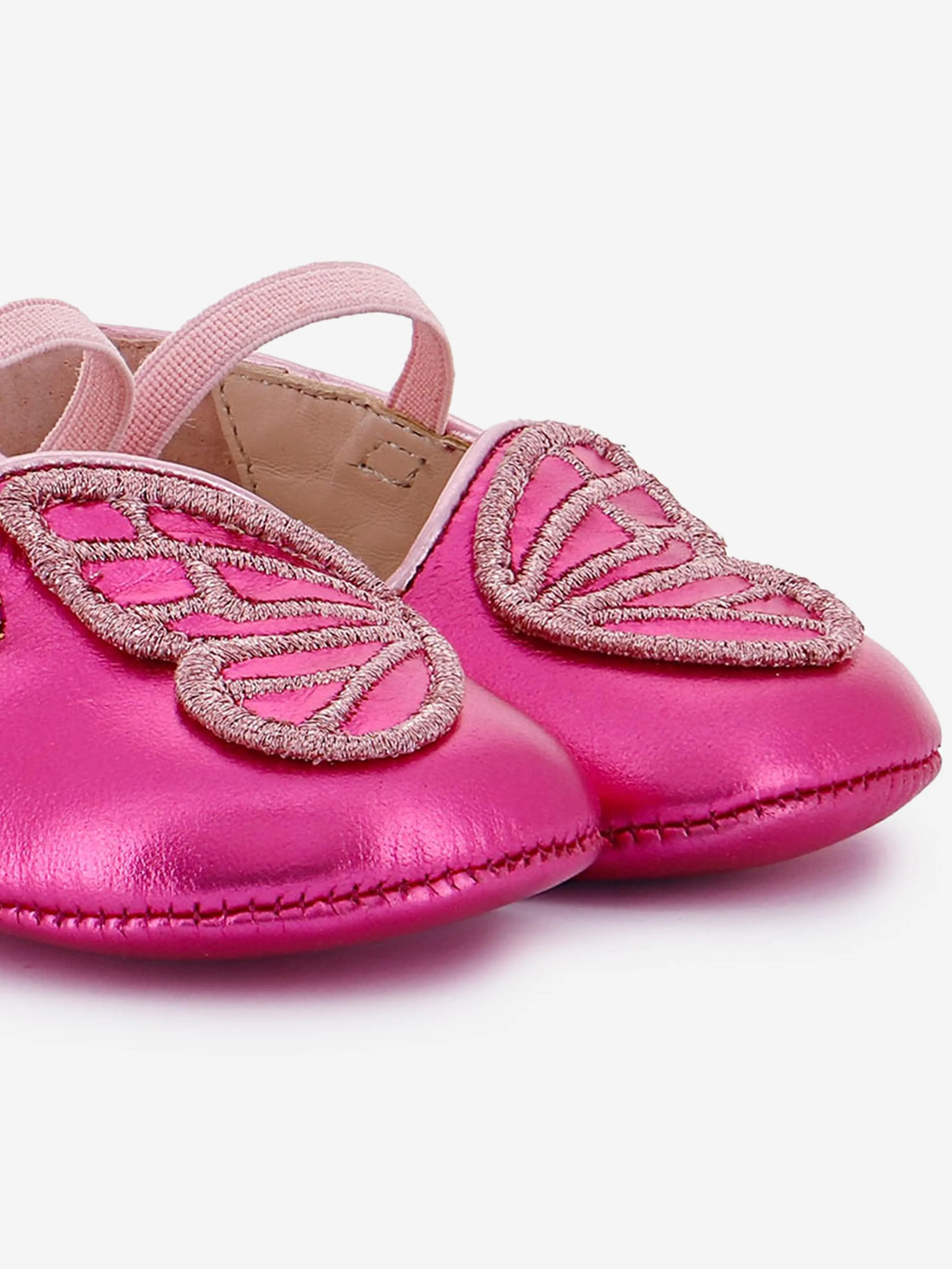 Sophia Webster Baby Girls Butterfly Embroidery Flat in Pink