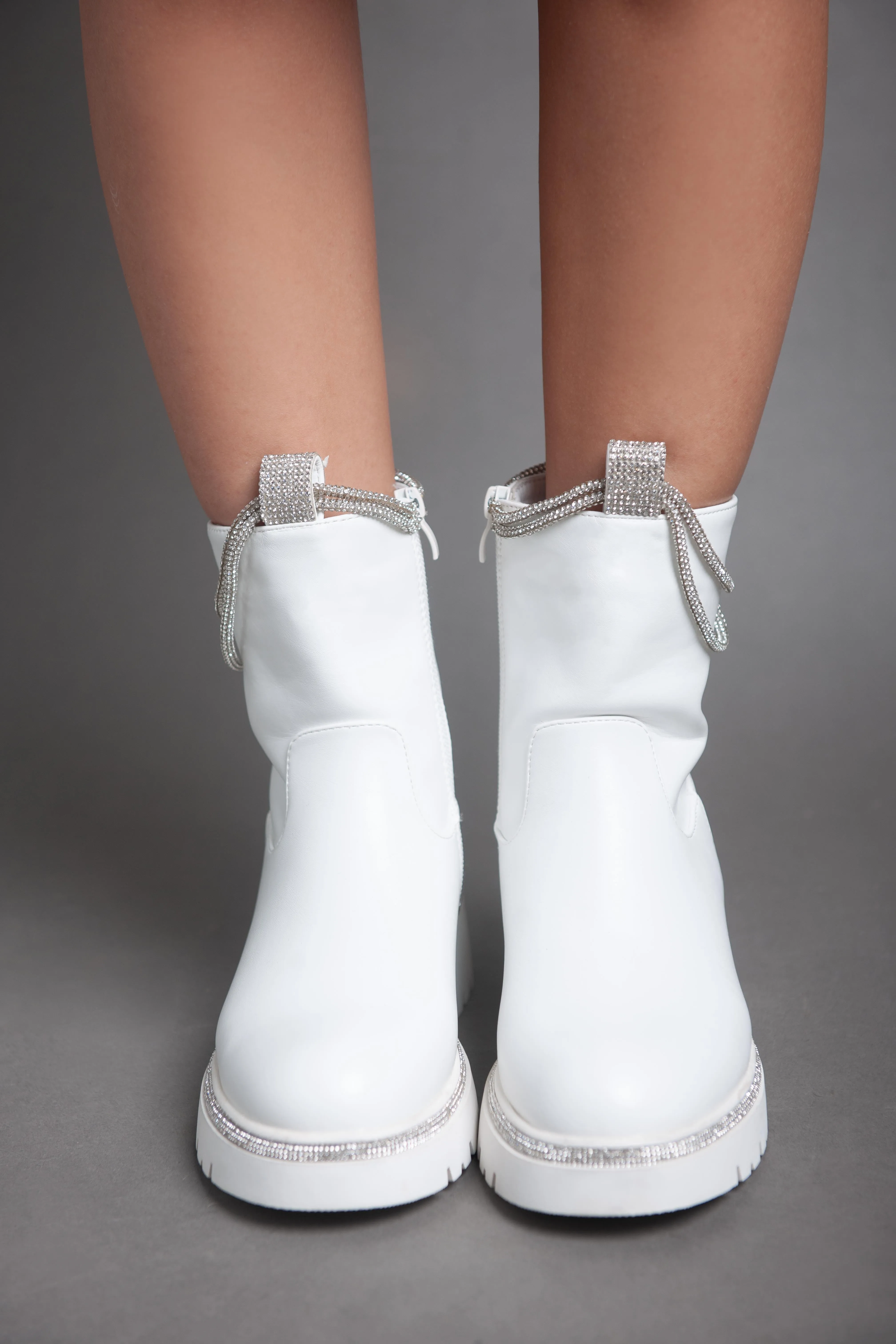 Sparkle Chains Half Boot - White