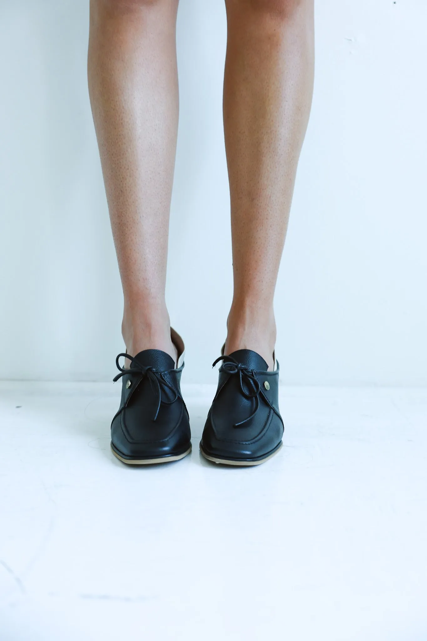 Two-Tone Leather Block Heels