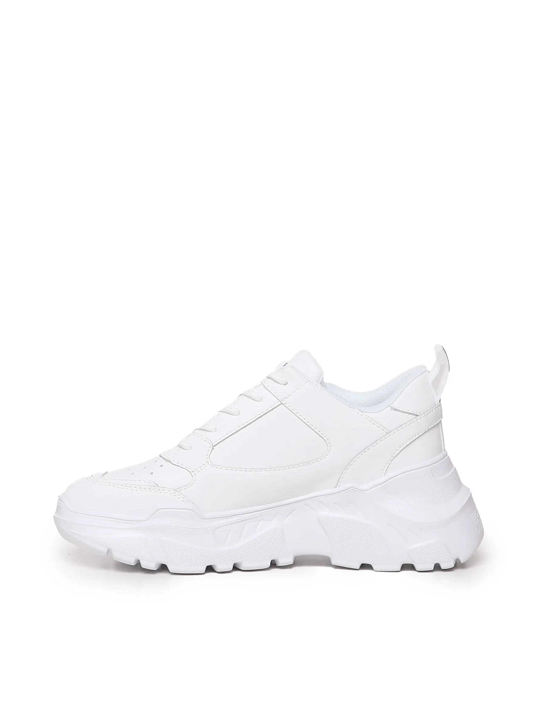 White Leather Sneakers with Serrated Sole