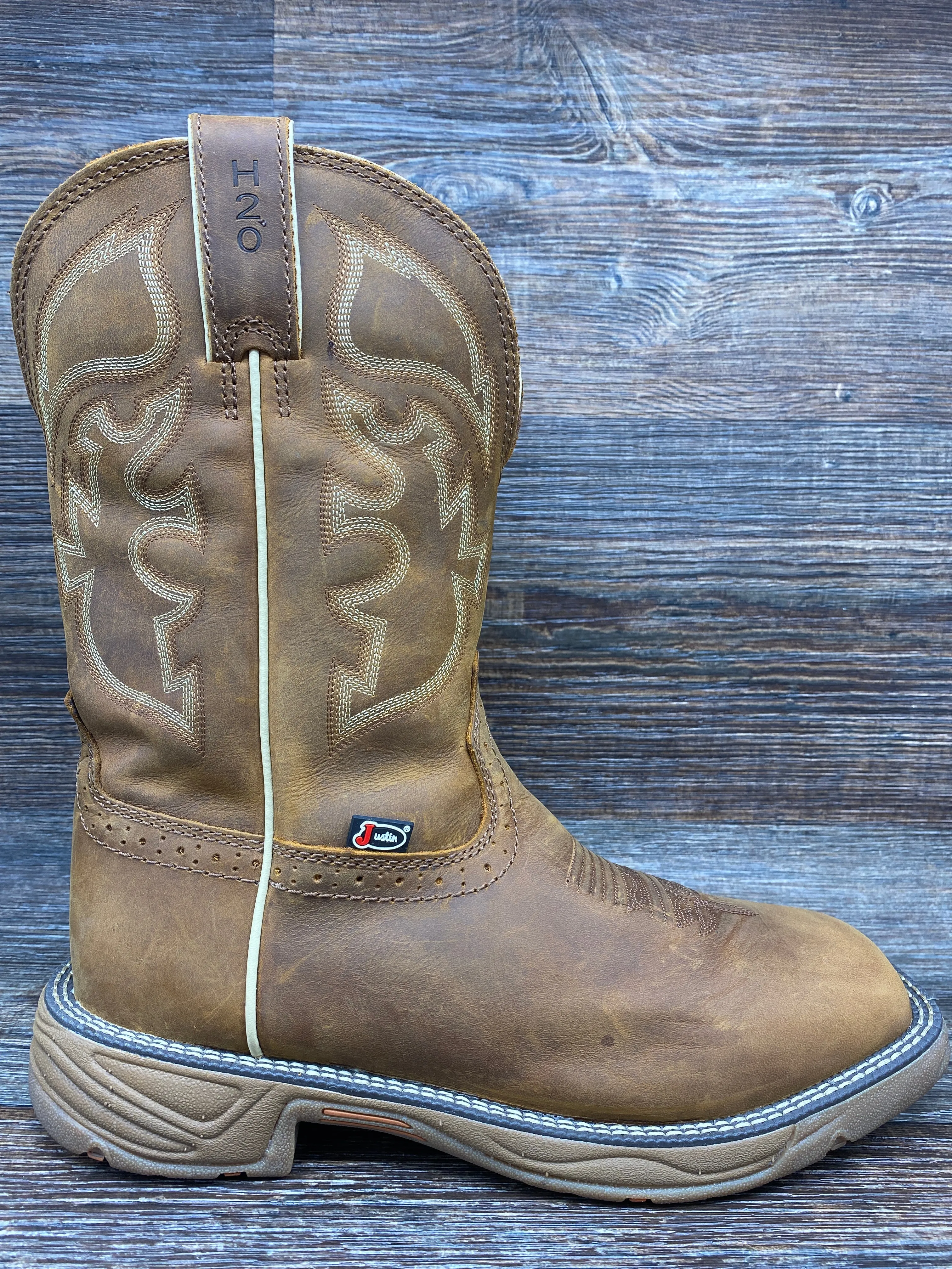 wk4330 Men's Stampede Rush Waterproof Square Toe Western Boot by Justin