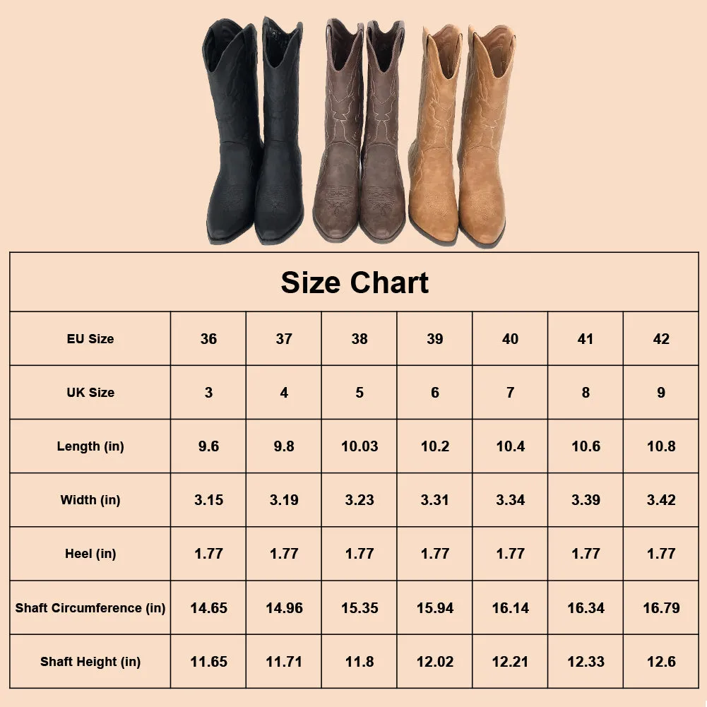 Womens Cowgirl Cowboy Boots Wide Calf Snip Toe Tan