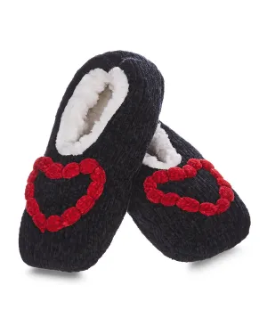 Women's Cozy Heart Chenille Sherpa-Lined Slippers