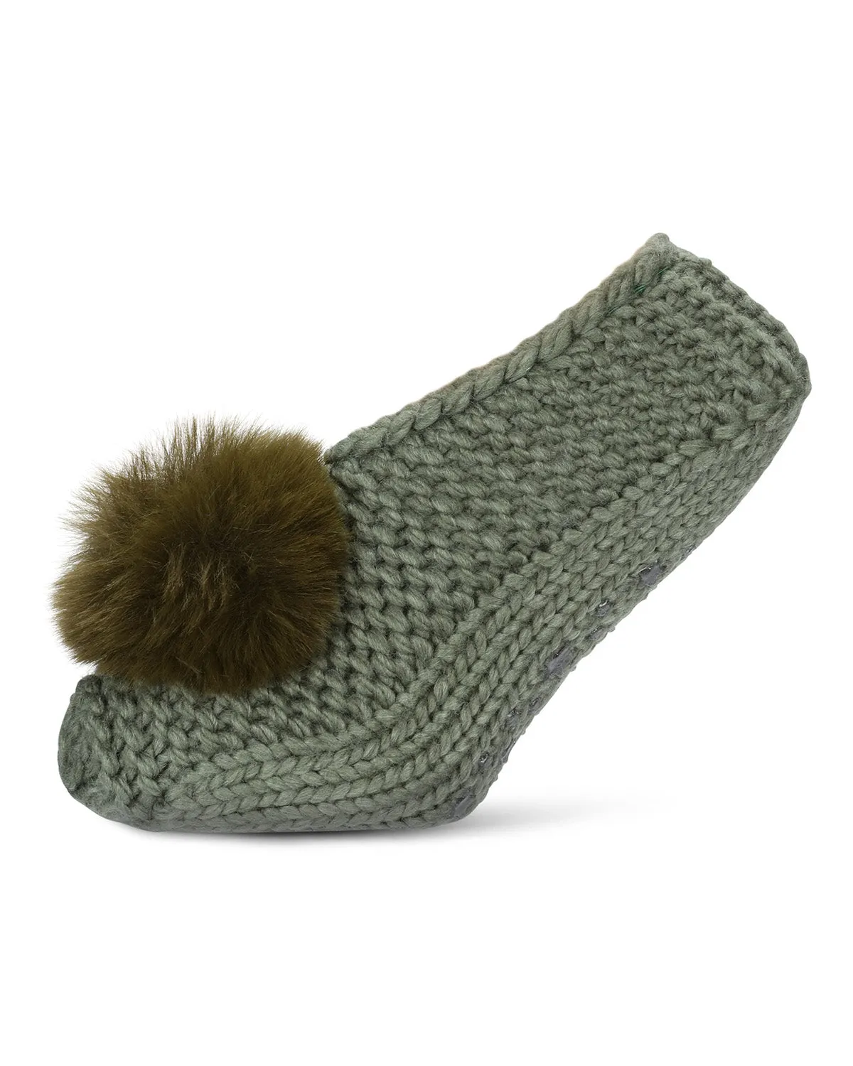 Women's Pompom Recycled Knit Sherpa Lined Slippers