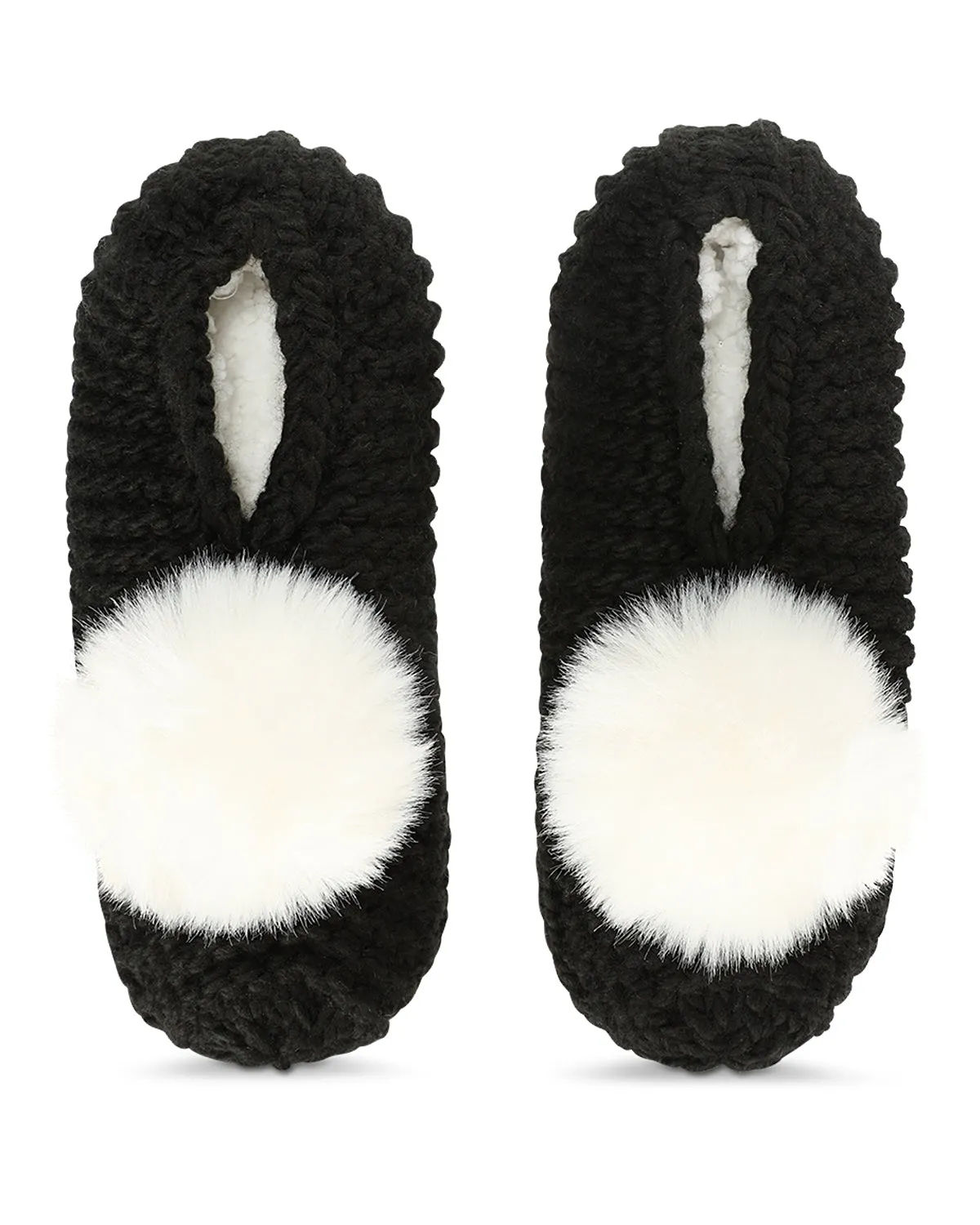 Women's Pompom Recycled Knit Sherpa Lined Slippers